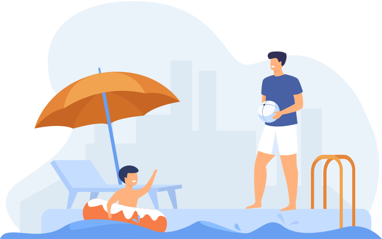Illustration — moment de détente au bord de la piscine