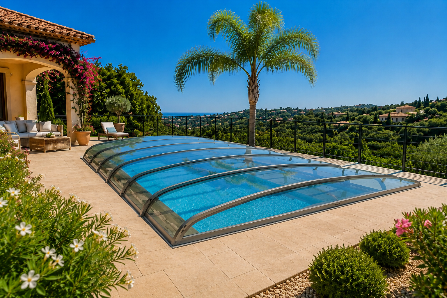 Abri de piscine bas — réalisation Cintral