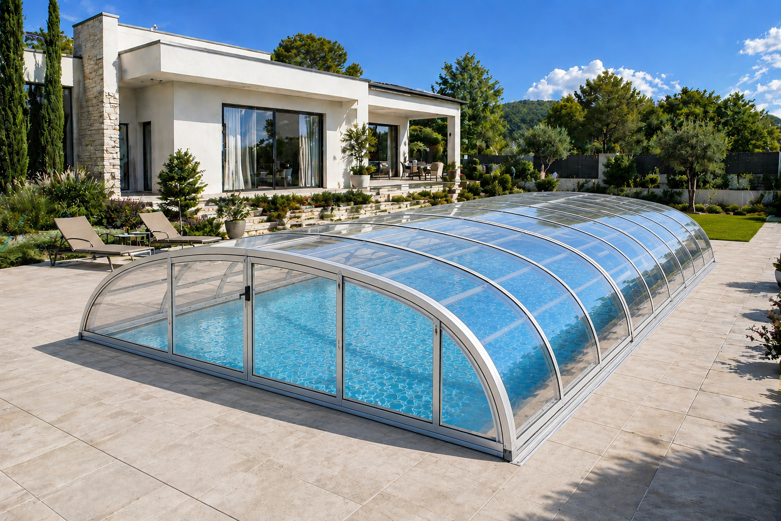Abri de piscine bas — vue extérieure