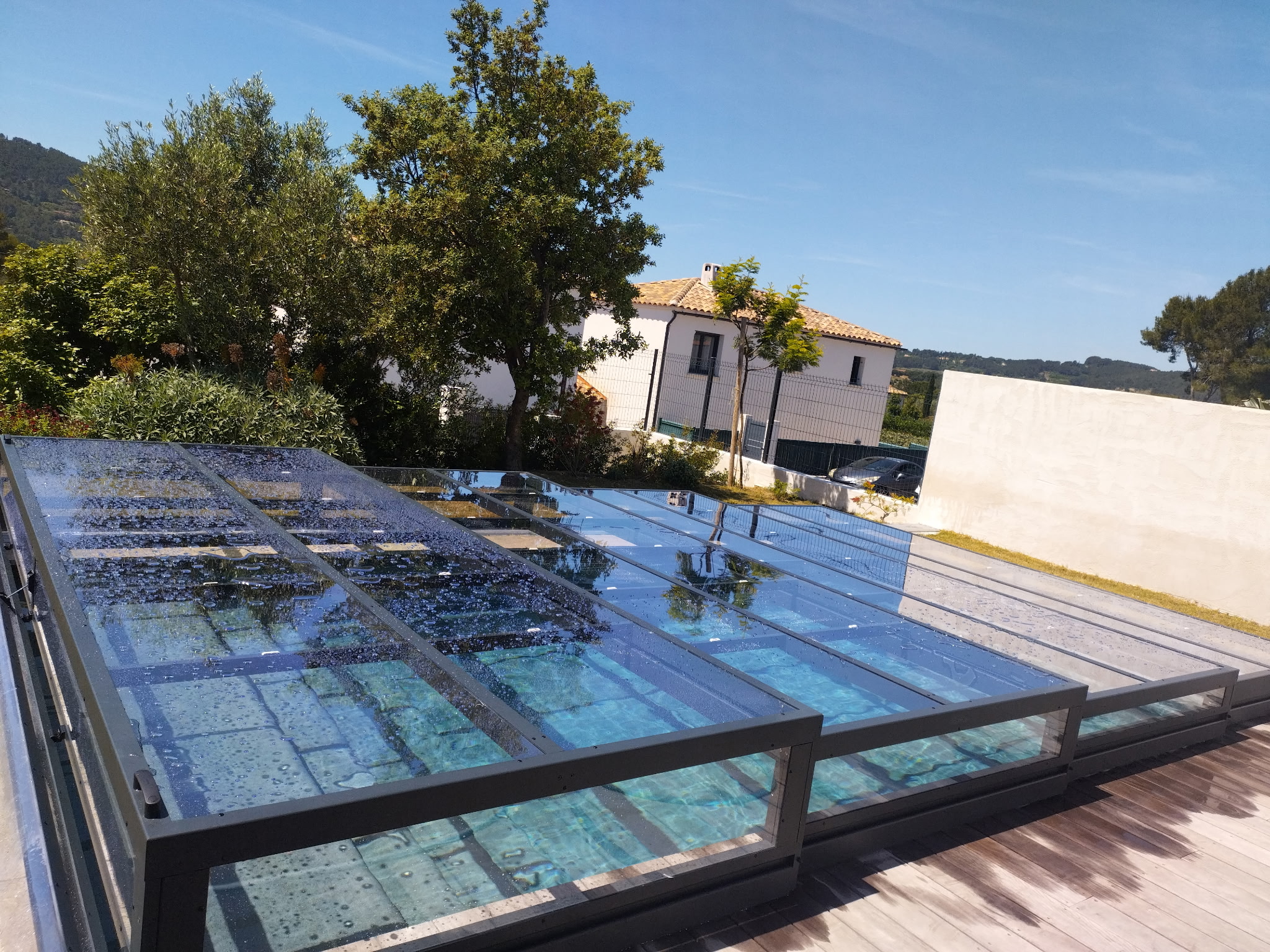 Réalisation abri de piscine extra plat Cintral