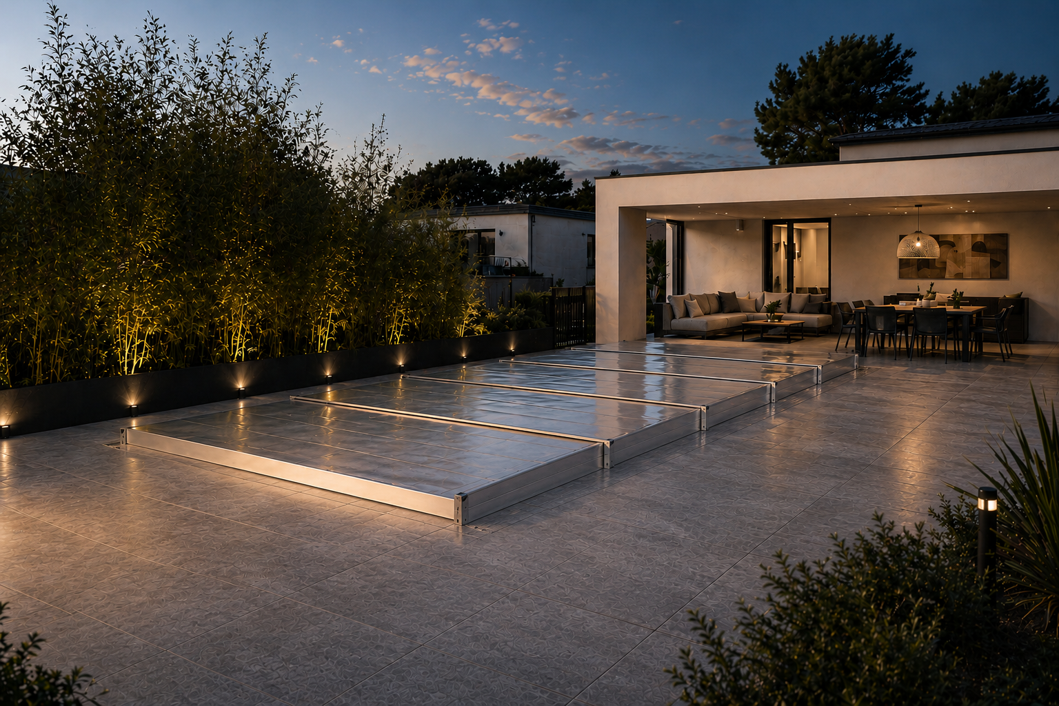 Abri de piscine extra plat