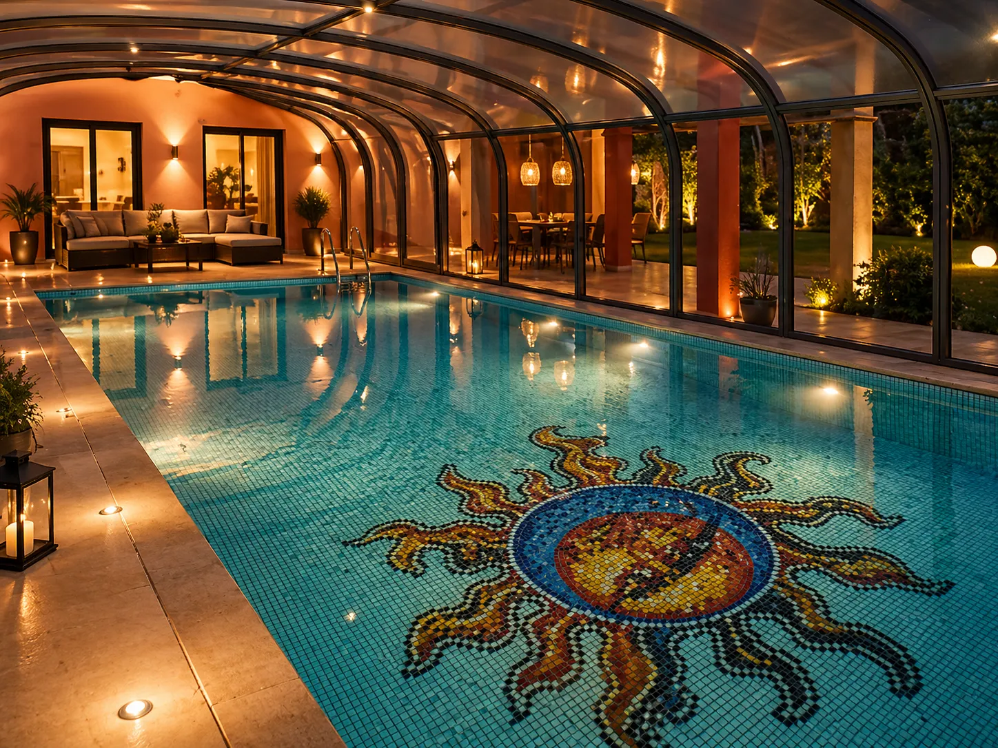 Abri de piscine haut — vue extérieure