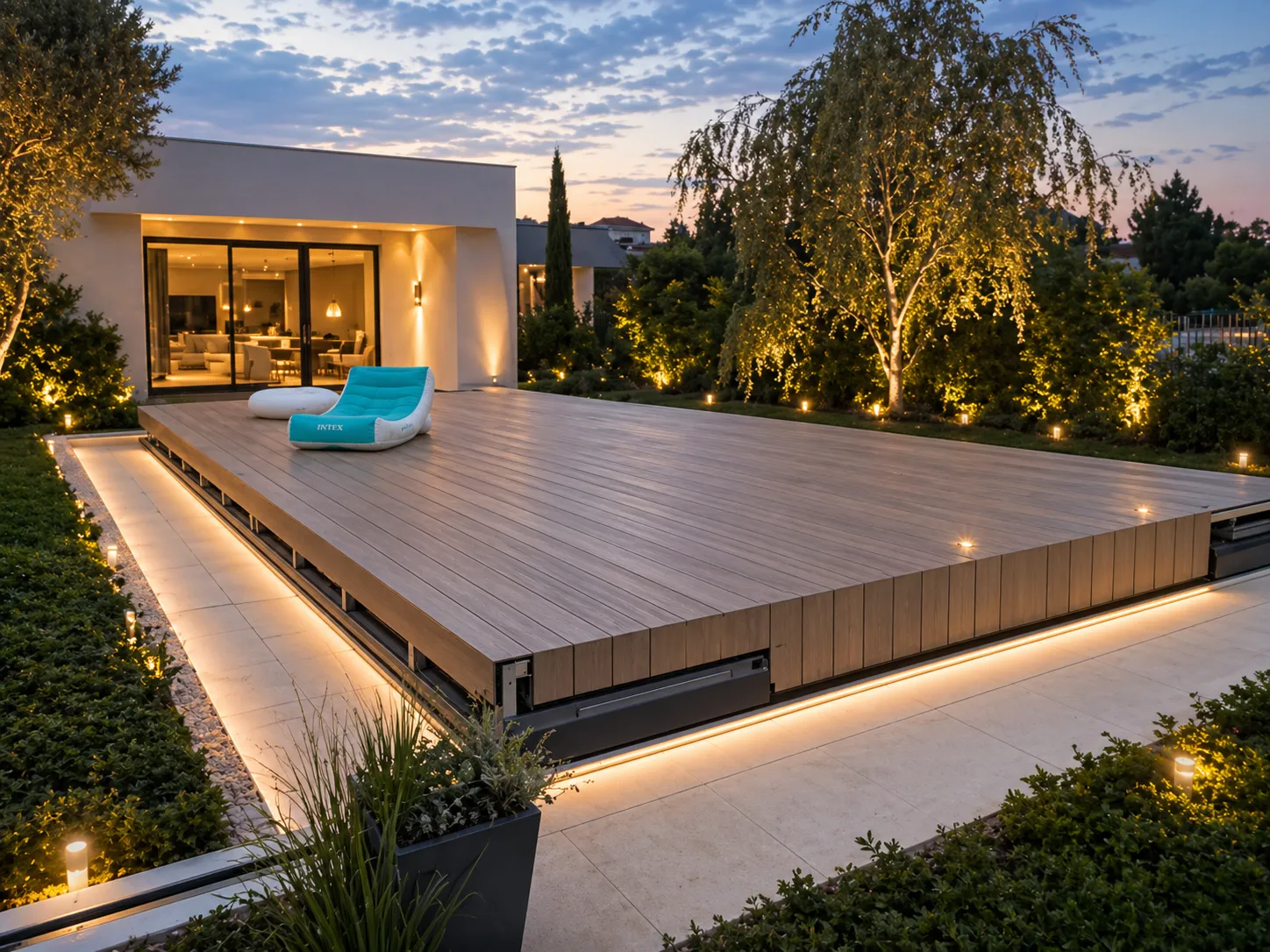Plancher coulissant — détail intégration